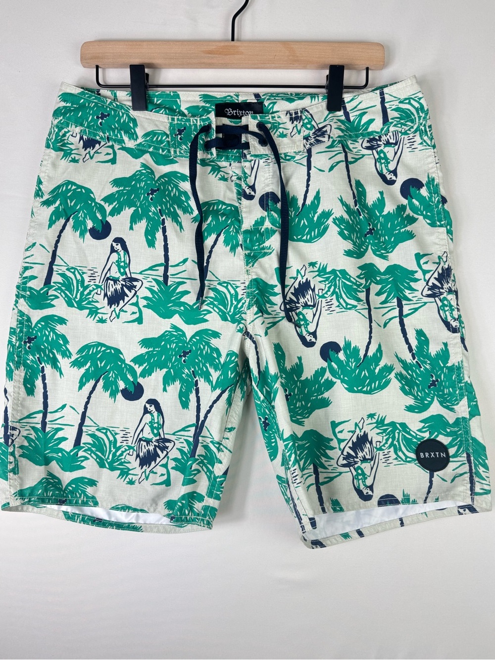 Brixton Teal Palm & Navy Hula Men’s Swim Shorts